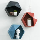 hexagonal wooden wall rack for books and decorations