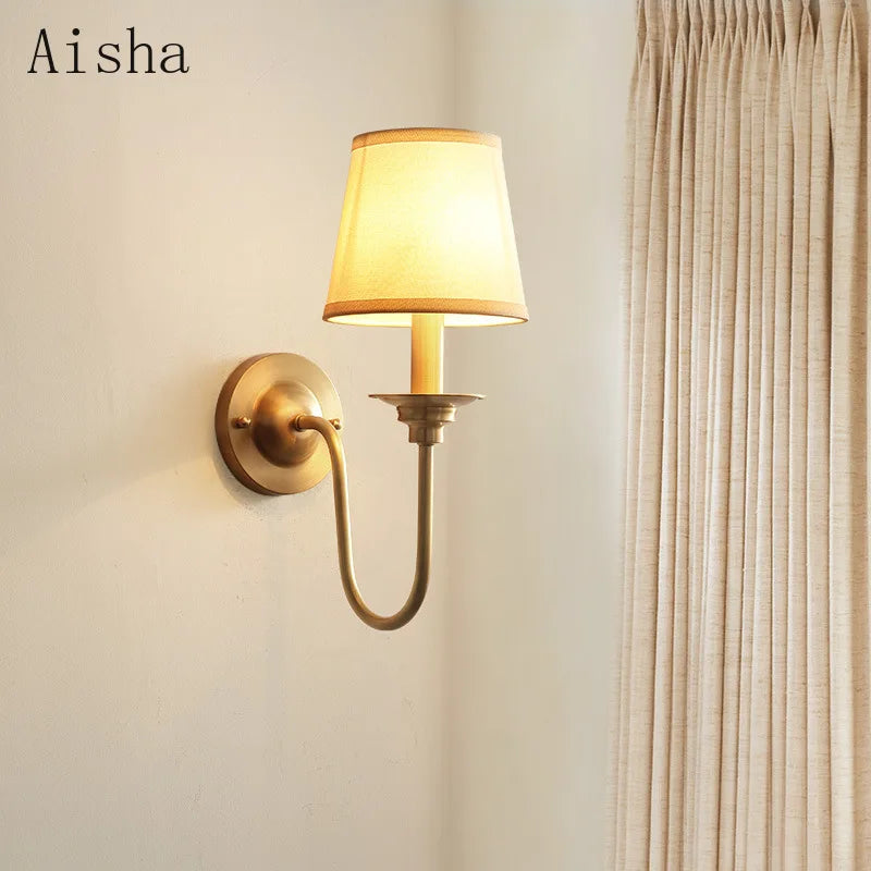 Gold fabric wall light for interior and decoration