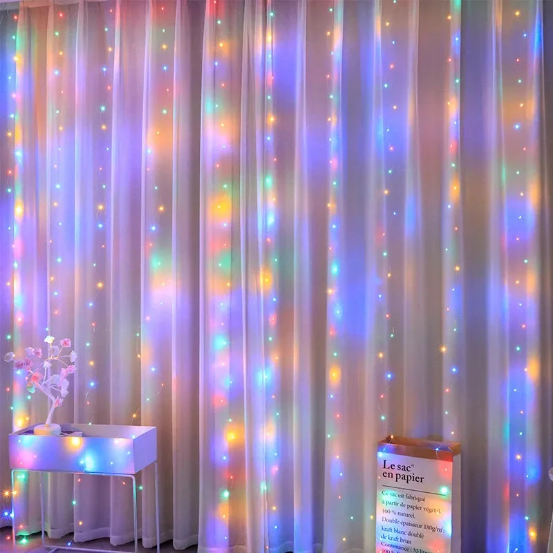 LED fairy light garland with remote control and 8 decorative modes