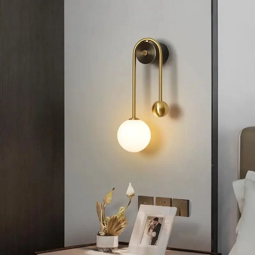 Modern glass wall light with decorative LED shade - vue 5 sur 8
