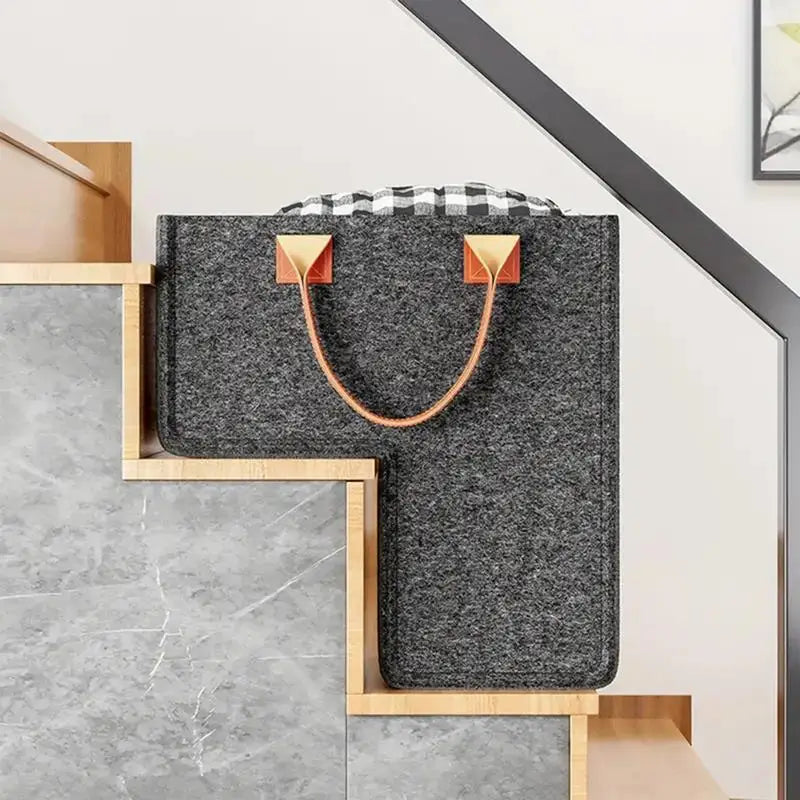 L-shaped stair storage basket