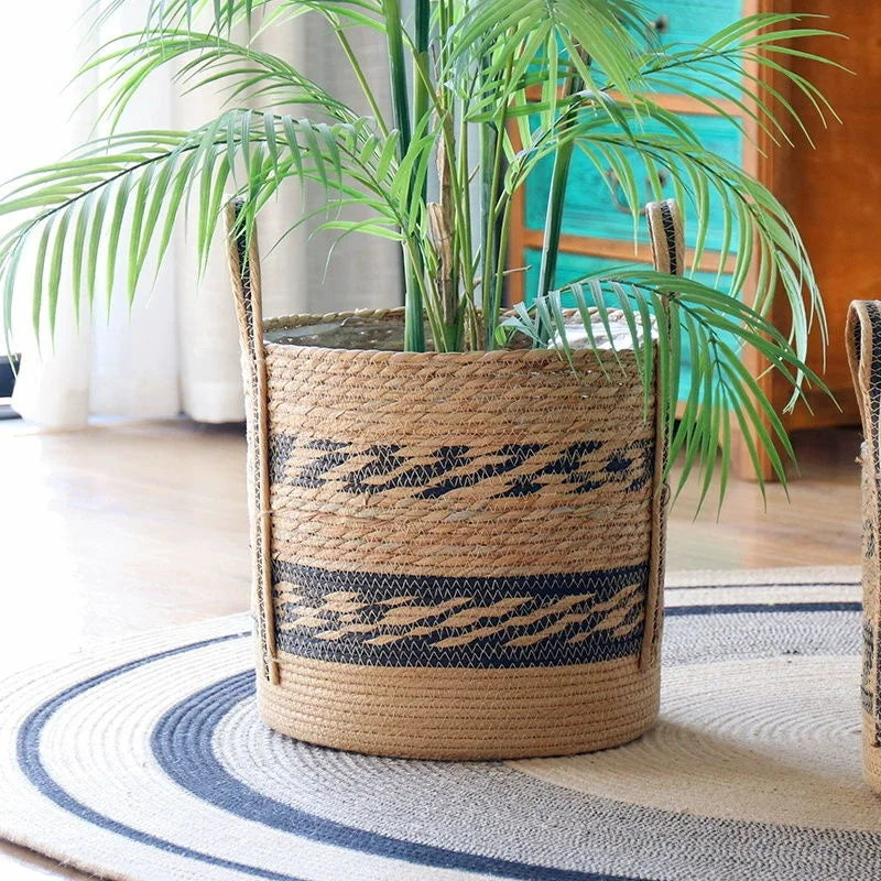 wicker planter basket for flowers garden decoration storage