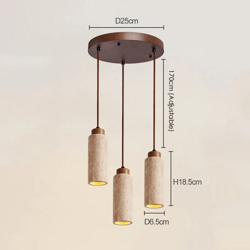 Set of 3 natural wabi sabi LED pendant lights