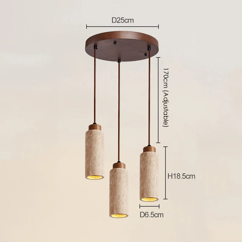 Set of 3 natural wabi sabi LED pendant lights