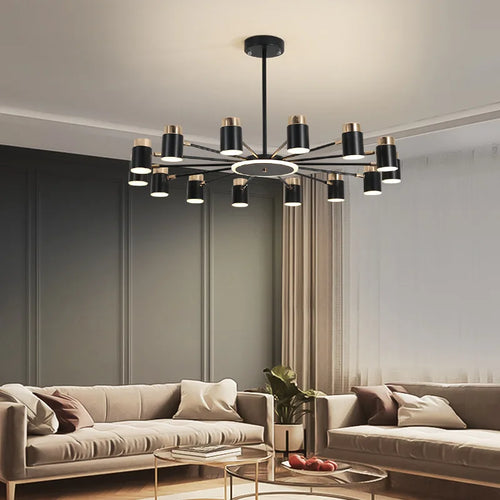 Rotating metal LED chandelier with 3 dimming levels - vue 2 sur 11