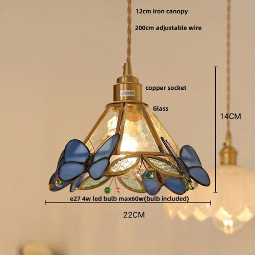 modern adjustable colored glass pendant light with wooden wire - vue 7 sur 25