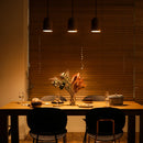 Rounded solid wood pendant light