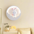 Round LED wall light bear and rabbit for children