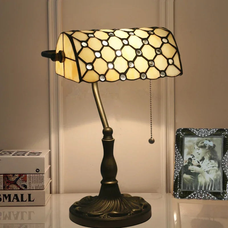 vintage stained glass bedside lamp for interior decoration