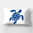 Rectangular cushion cover with blue marine animal design 30 x 50 cm