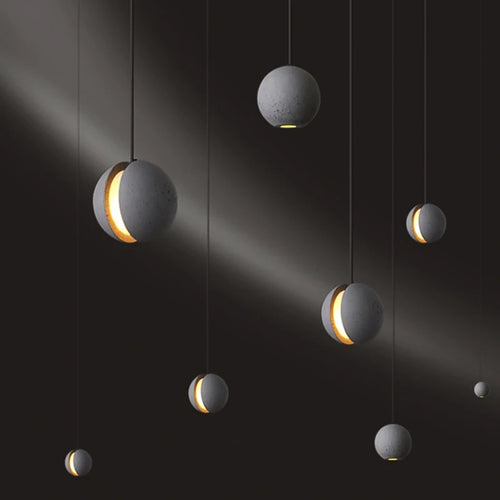 Modern nordic LED pendant light moon planet design - vue 3 sur 14