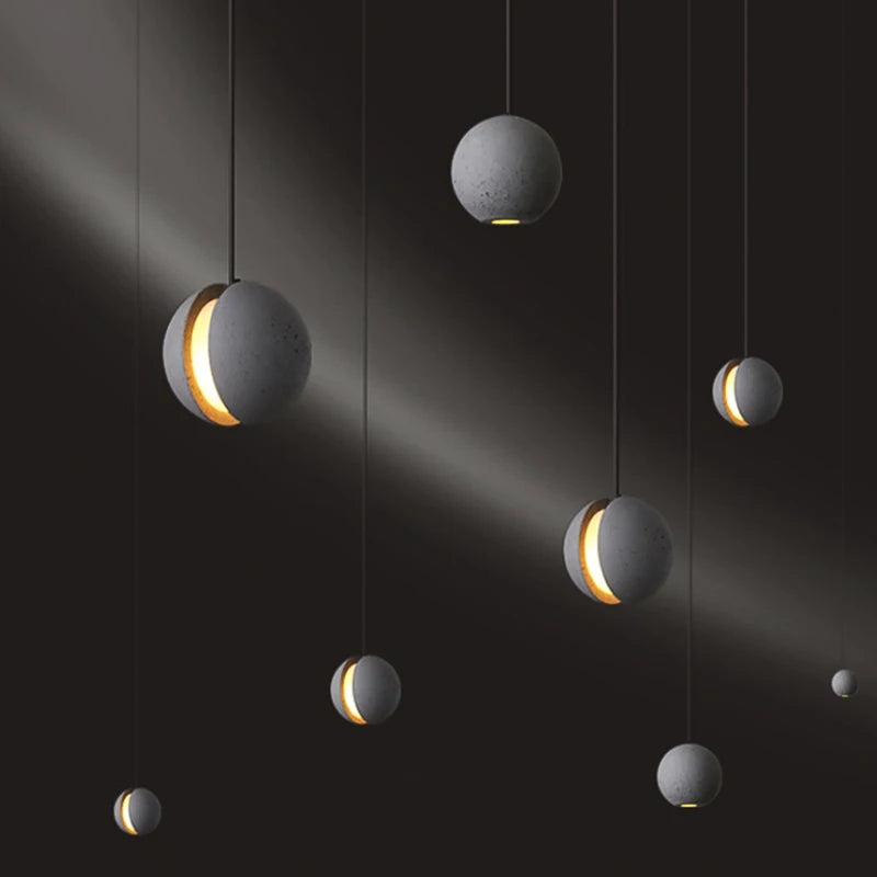 Modern nordic LED pendant light moon planet design - vue 3 sur 14