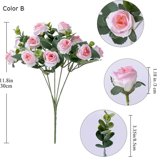 Artificial rose bouquet with eucalyptus and decorative peony - vue 12 sur 12