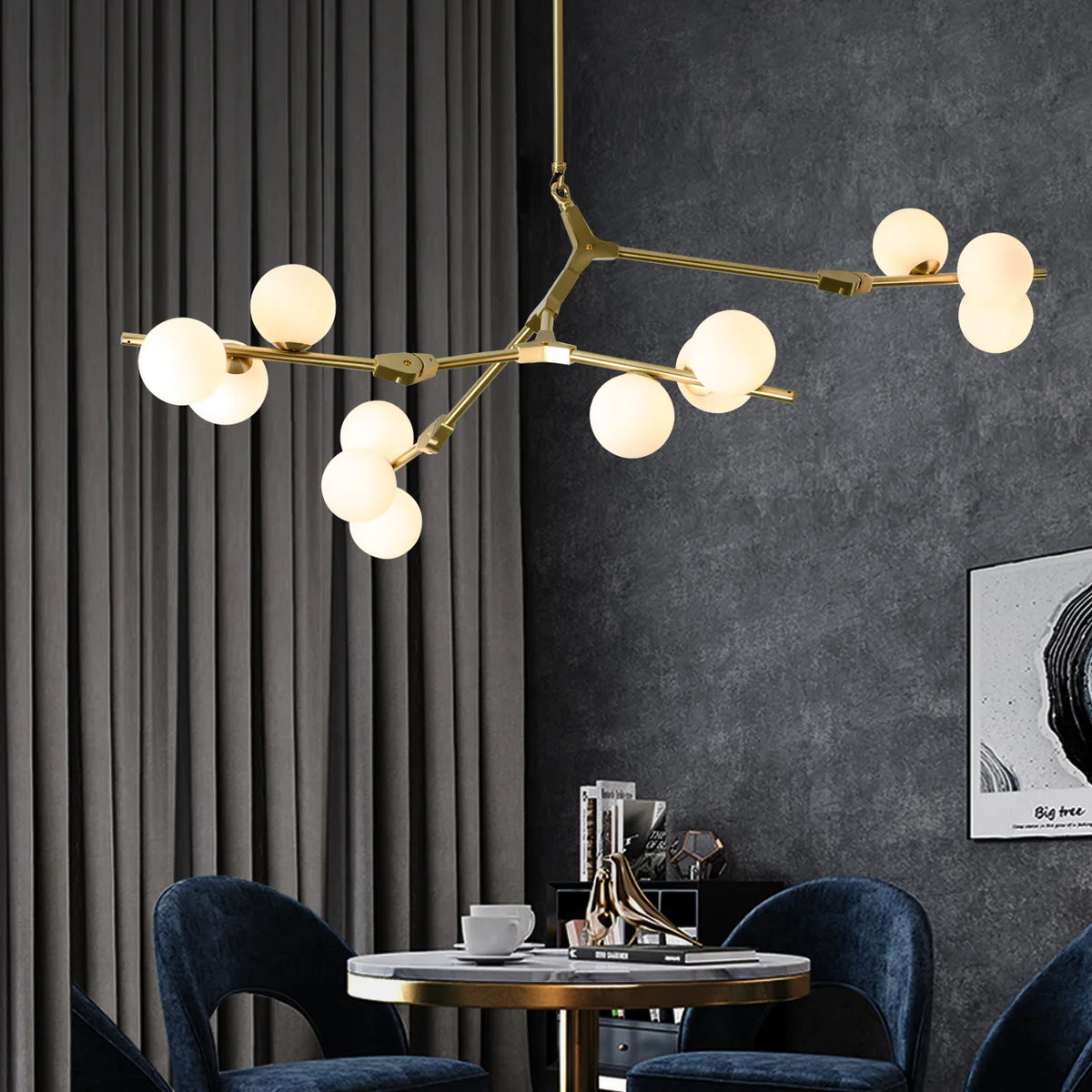 Modern creative LED molecular tree branch chandelier