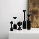 Black wooden candle holder nordic style artistic decoration for home