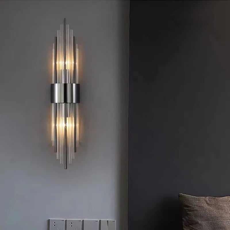 Modern glass wall light for TV background