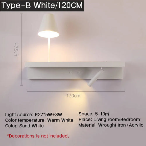 Bedside wall light with shelf 3W - vue 13 sur 14