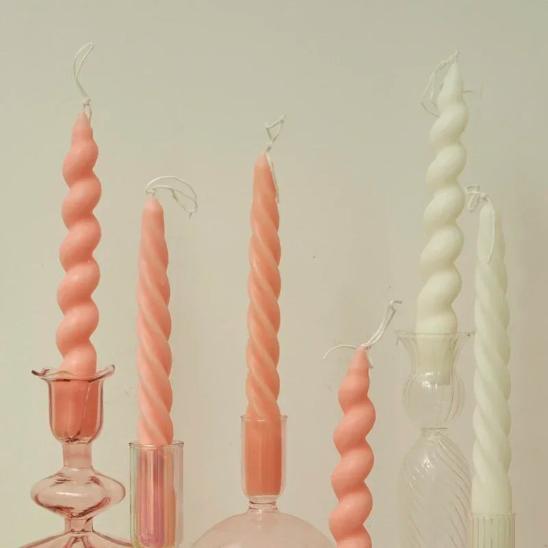 set of 2 scented spiral candles for interior decoration and weddings