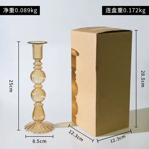 Retro glass candle holder for home and wedding decor - vue 8 sur 9