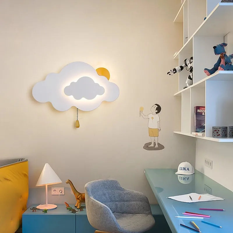 Modern minimalist cloud wall lamp for children's bedside
