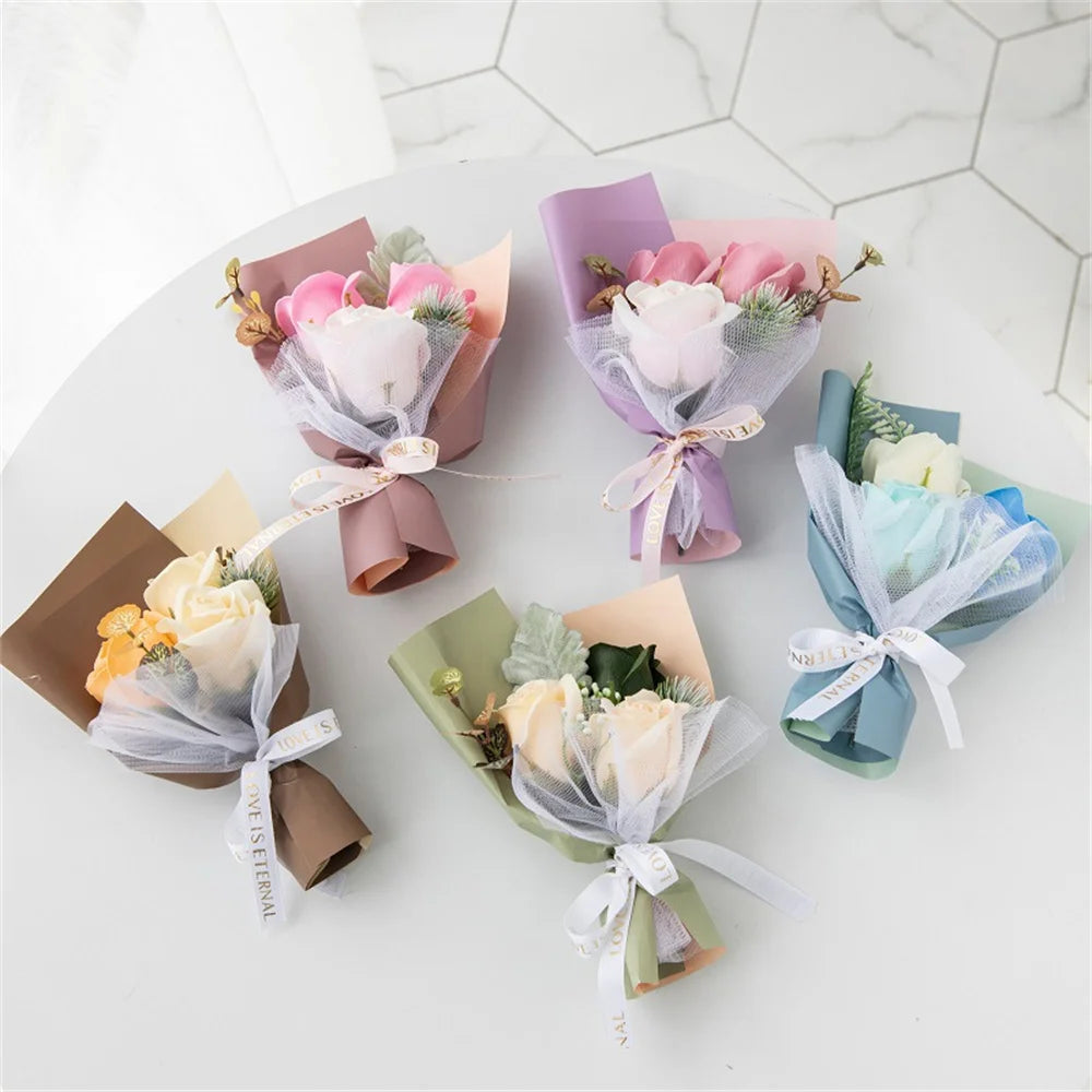 Small decorative artificial rose bouquet for valentine's day