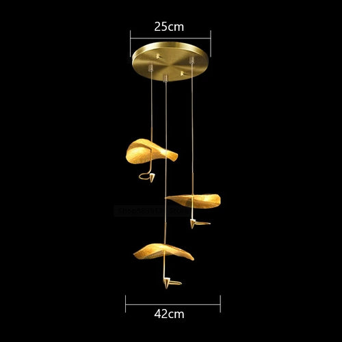 Zen vintage gold lotus leaf chandelier - vue 9 sur 8