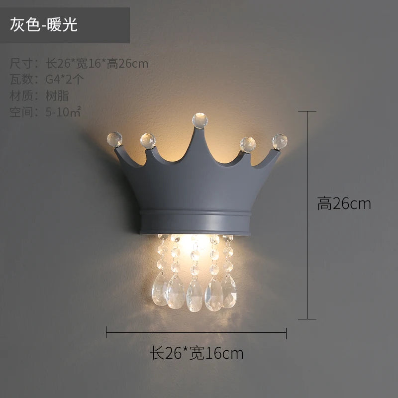 Nordic crown resin wall light for cute children's bedroom - vue 8 sur 12