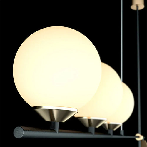 Minimalist industrial glass and LED design chandelier - vue 6 sur 18