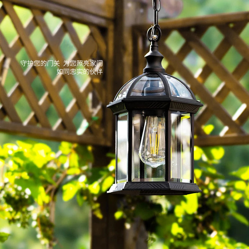 Outdoor hanging garden light lantern waterproof for gate, corridor, balcony and courtyard ceiling - vue 3 sur 10