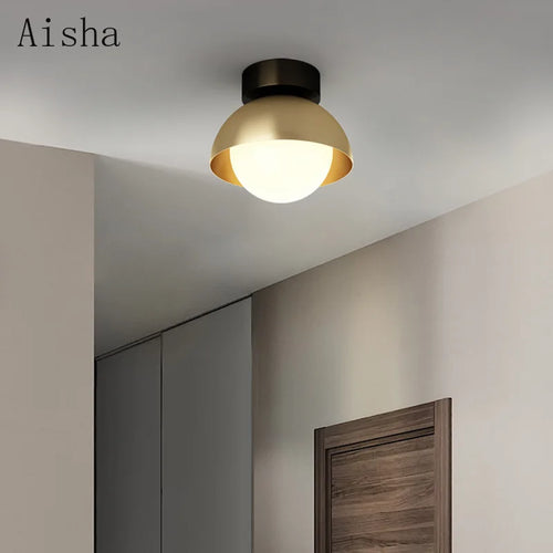 Nordic copper and glass ceiling light with elegant design for interiors - vue 2 sur 7
