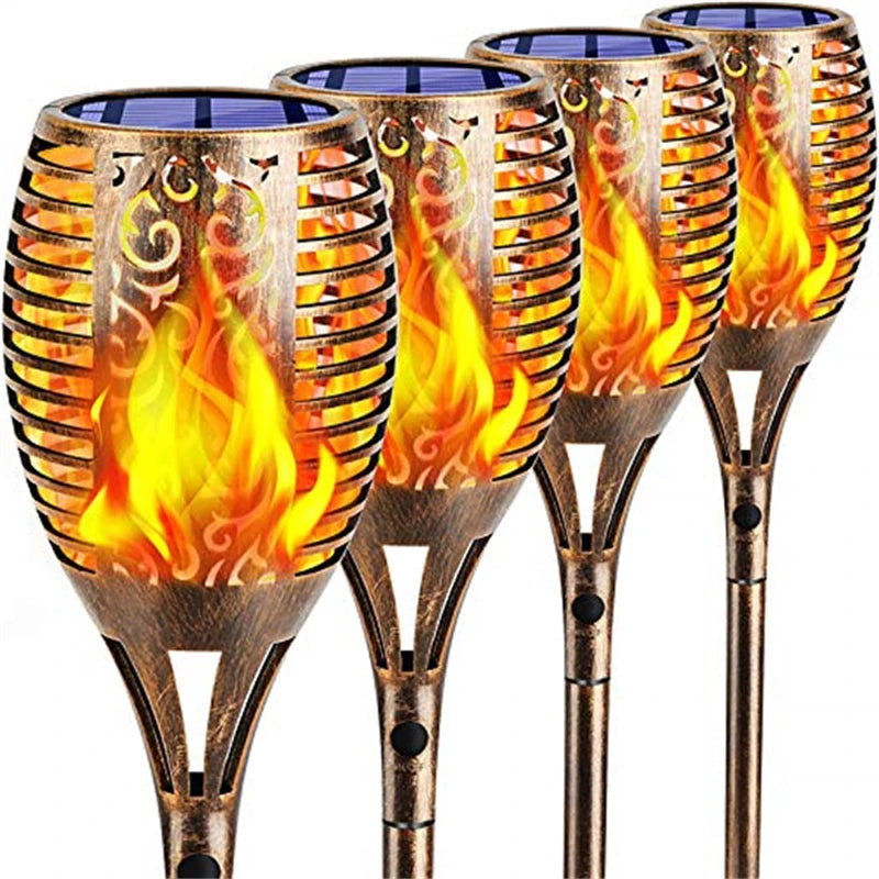 Outdoor solar LED flame effect garden lights waterproof landscape lighting