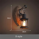 Vintage wooden wall light with glass and metal lampshade
