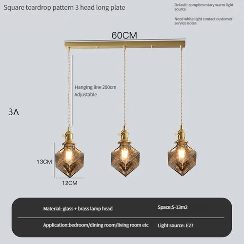 Vintage Edison chandelier with crystal glass shade for bar or loft - vue 10 sur 22
