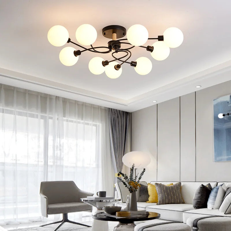 Nordic glass ball ceiling light gold or black for living room, bedroom, hall, home decor