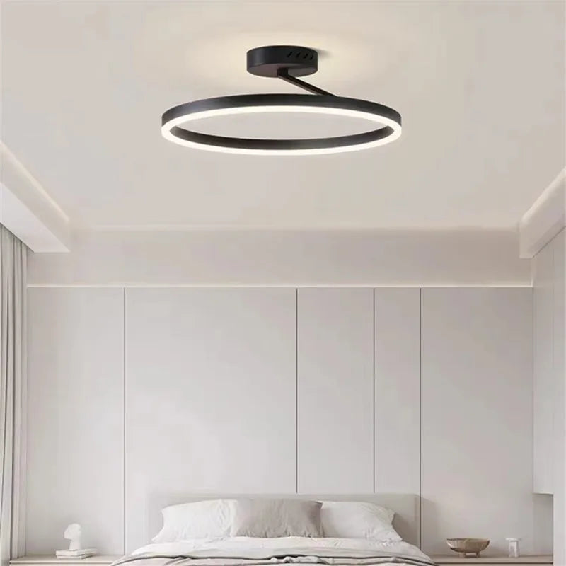 Nordic ring LED ceiling light minimalist modern indoor lighting - vue 5 sur 8