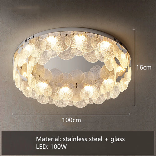 Modern LED ceiling light in stainless steel and glass for interior decoration - vue 10 sur 10