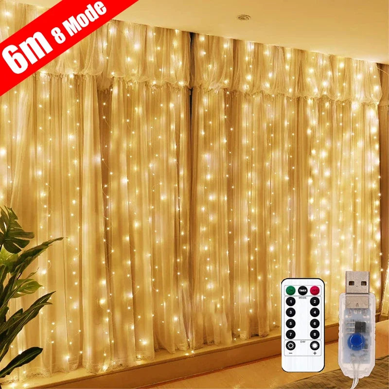 LED fairy light garland with remote control and 8 decorative modes
