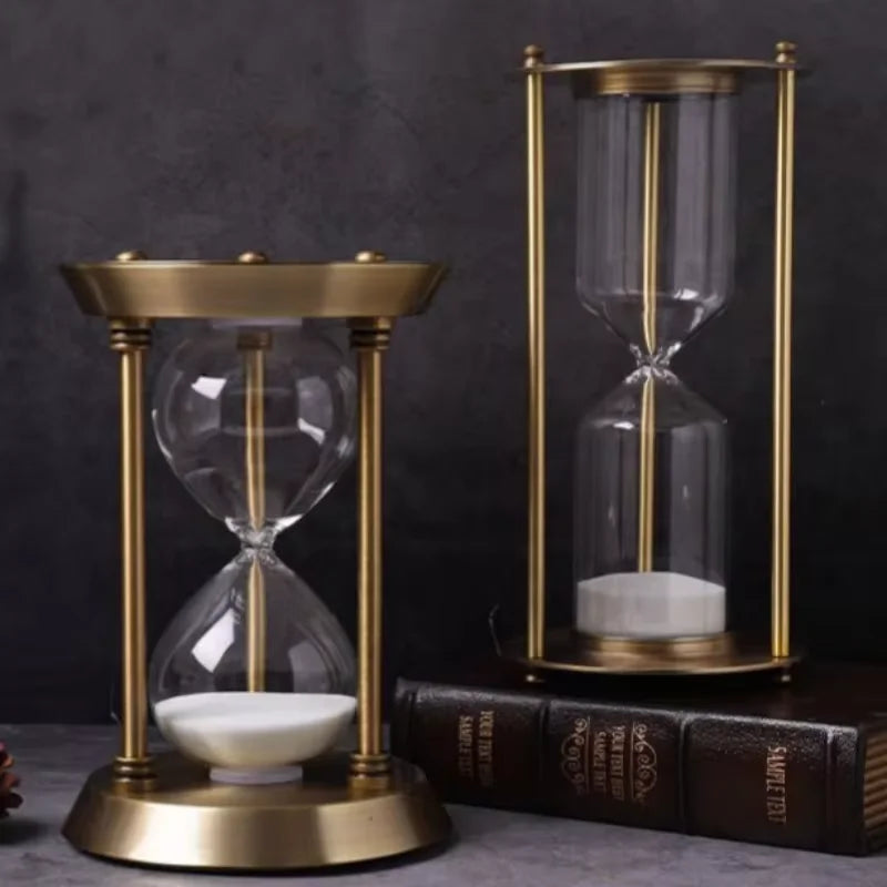 Retro metal hourglass clock for decoration and timing