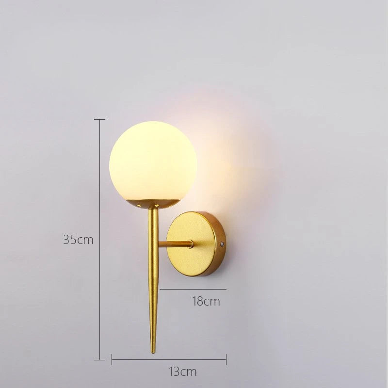 Modern Nordic LED glass ball wall light artistic decor - vue 9 sur 10