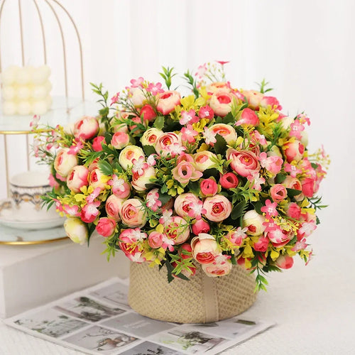 Silk artificial rose bouquet for elegant decor - vue 4 sur 10