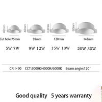 High-end dimmable recessed cob led spotlights for residential interiors