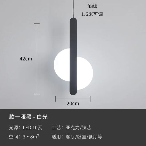 Modern geometric LED acrylic moon pendant light - vue 17 sur 24