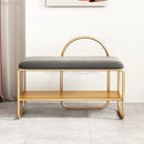 trendy shoe bench with cushion and two-tier shelf