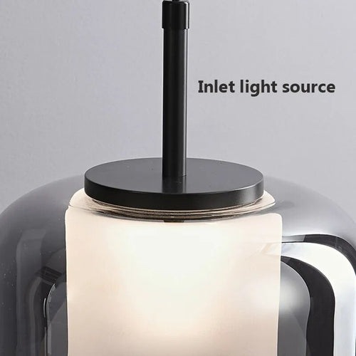 Modern smoked glass three-head LED pendant light - vue 5 sur 11