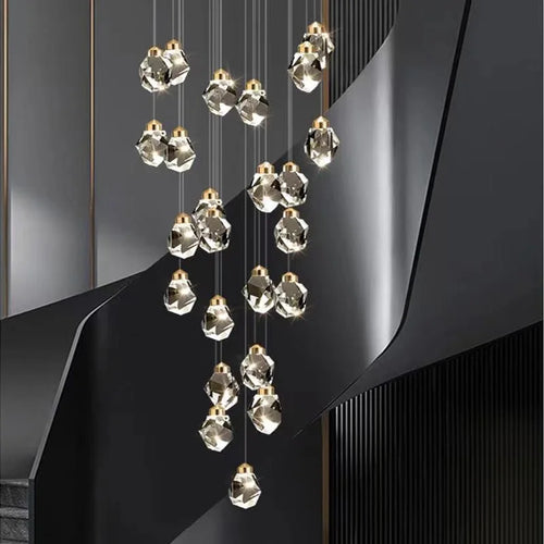 Modern elegant copper crystal LED chandelier - vue 2 sur 16