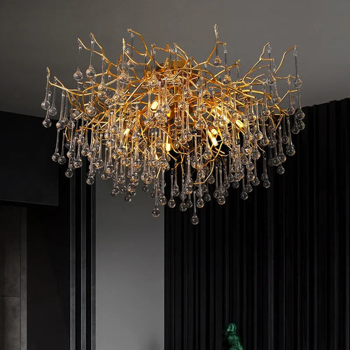 Nordic crystal chandelier with LED lighting for indoor decoration - vue 6 sur 6
