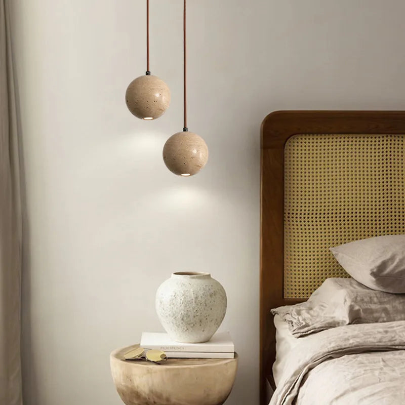 Modern cave stone LED pendant light for interiors - vue 4 sur 7