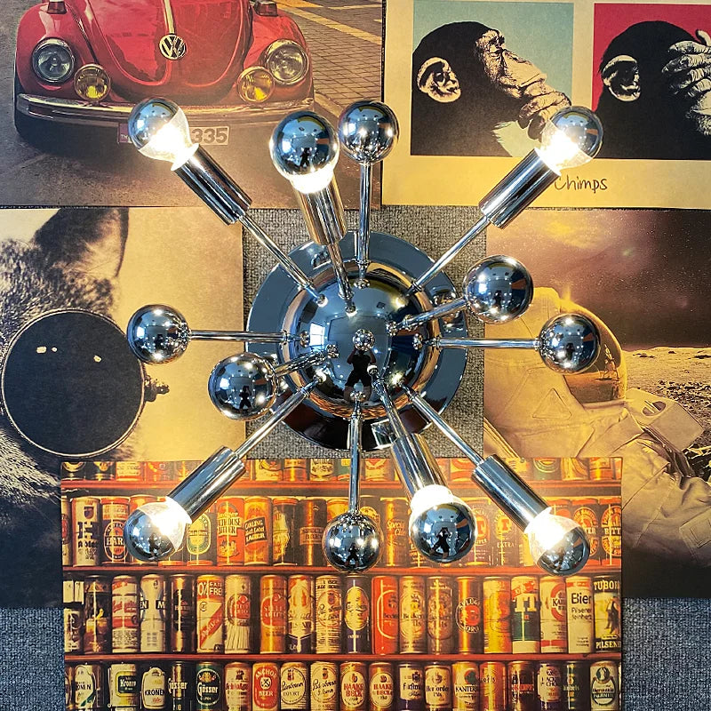 Medieval space style chrome metal wall light for restaurants
