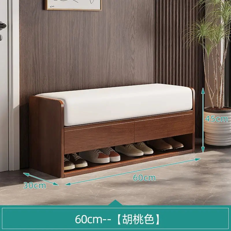 Nordic wooden changing stool with integrated storage