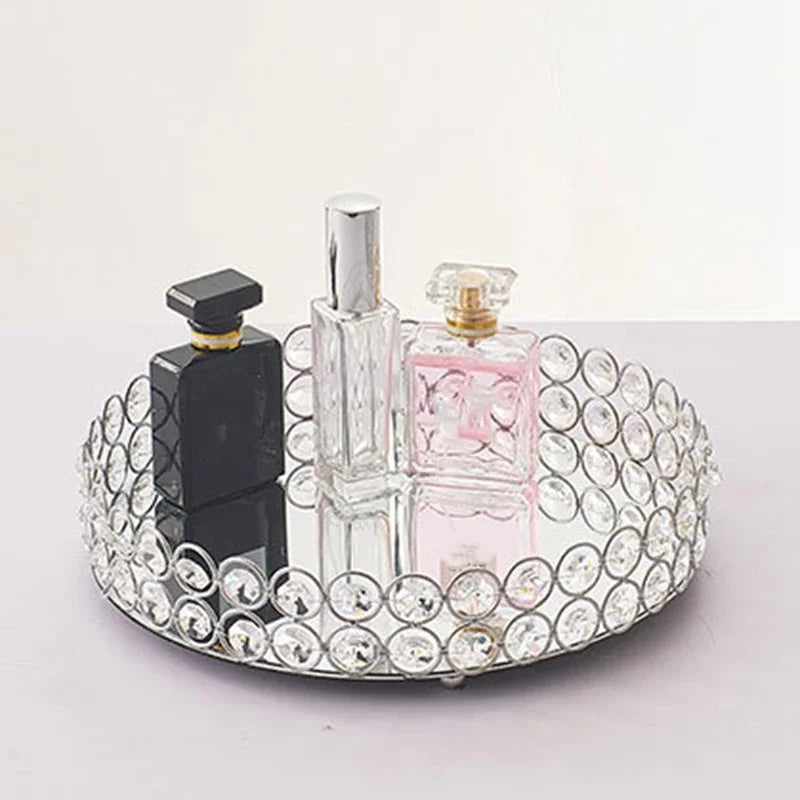 Round glass tray for storage and decoration